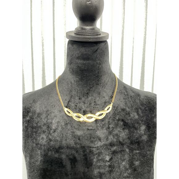 Vintage Signed Sarah Coventry Gold Tone Twisted Necklace Statement Chain 17 Inch - Picture 5 of 8